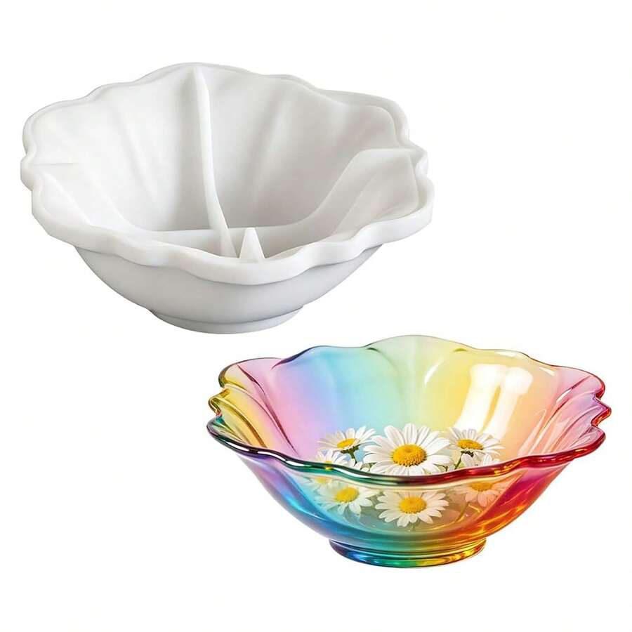 树脂碗模具、硅胶碗模具、树脂花形硅胶托盘模具、环氧树脂容器模具（适用于DIY首饰架、小饰品盒、蜡烛容器）