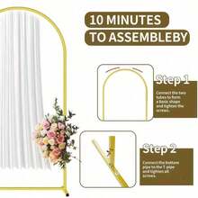 TAIMASI 3 Set Metal Arch Backdrop Stand, Golden Wedding Arch Stand Set Of 3(7.2Ft+6.6Ft +6Ft),  Stable Wedding Arch Frame For Wedding Birthday Party Shower Ceremony Graduation Decoration Helloween Christmas |   Durable Metal Stand, Wedding Decorations Supplies - 金子 - 查看 4