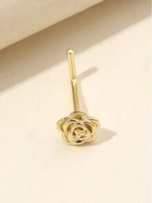 1 chiếc khuyên mũi hình hoa đính đá Cubic Zirconia mạ vàng, kiểu dáng chữ L dễ thương, trang sức xỏ khuyên mũi cho nữ. - Vàng - Xem 3