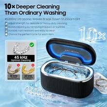 Digital Ultrasonic Cleaner, 45KHz High Frequency Glasses Jewelry Cleaner, Ultrasonic Cleaning Machine For Glasses Jewelry Dentures Retainer Watch Band, 550ML Tank Capacity, With 200ml Cleaning Solution - US A Type Plug(110-127V) - View 5