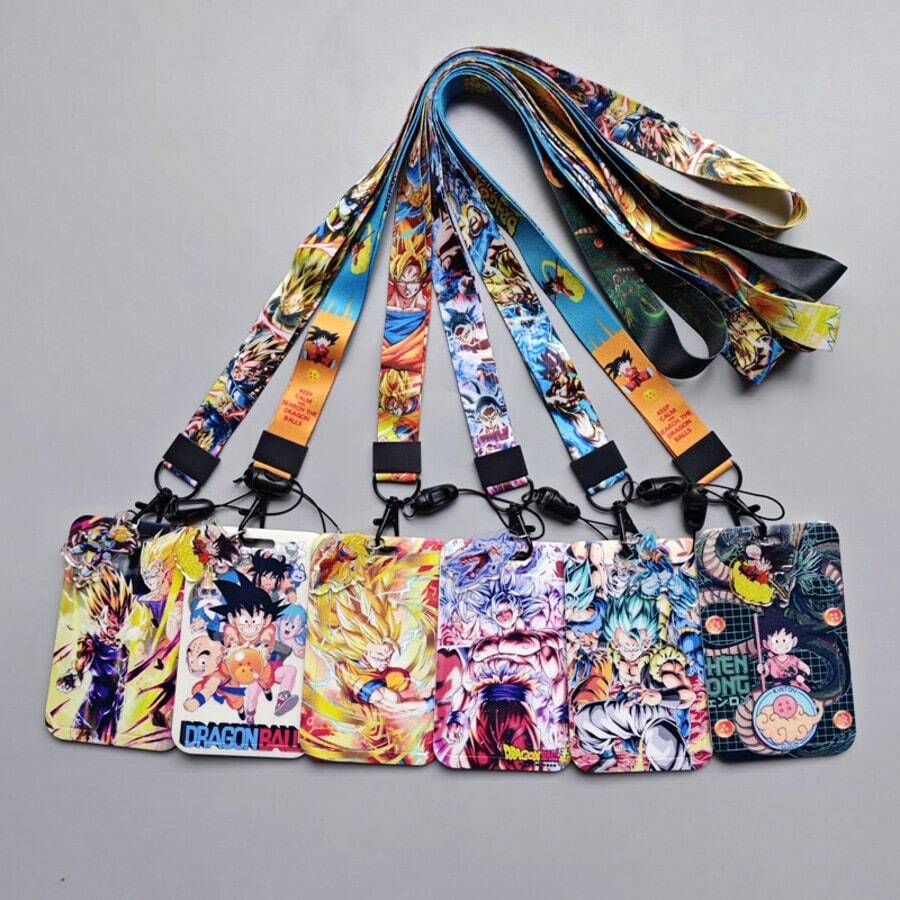 2-In-1 Detachable Lanyard Necklace With Retractable Phone Strap & Card Holder, Creative Slide Cover Card Case For Student ID/Access Card - Multicolor - View 1