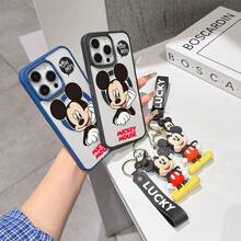 This Disney Mickey Mouse Pattern Lanyard Phone Case Features A Strong Magnetic Closure And Full Coverage Of Acrylic And TPU Material. It's Shockproof, Lightweight, And Suitable For IPhone17/16/11/13/15/15 Plus/15 Pro/15 Pro Max/12/14 Pro Max/11 Pro Max/12 Pro/12 Pro Max/13. It's A Popular Birthday Gift, Business Gift, Durable, Stain-Resistant, And Fingerprint-Resistant New Phone Case For Men And Women. It Also Includes A Mickey Mouse Phone Case And Mickey Mouse Doll Bracelet. Compatible With SamsungGalaxy S20, S21, S22, S23, And S24 Series. It's The Perfect Gift For Friends And Family. This Stylish Phone Case Is Fun, Lightweight, And Durable. IPhone17 Pro Max Phone Case, Minnie Phone Case. - màu đen - Xem 4