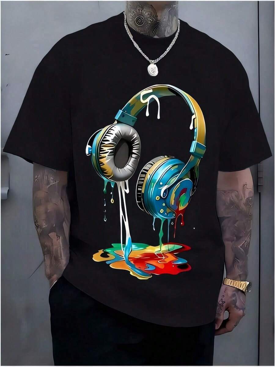 Men T-Shirts - 黑色 - 查看 1
