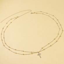Tassel Double Layer Cross Clip Ball Chain Decor Waist Belt - B - View 3