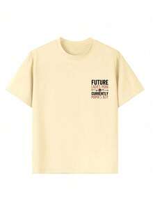 Young Boy Casual Graphic Print Crew Neck Short Sleeve T-Shirt, Summer Top - Apricot - View 8