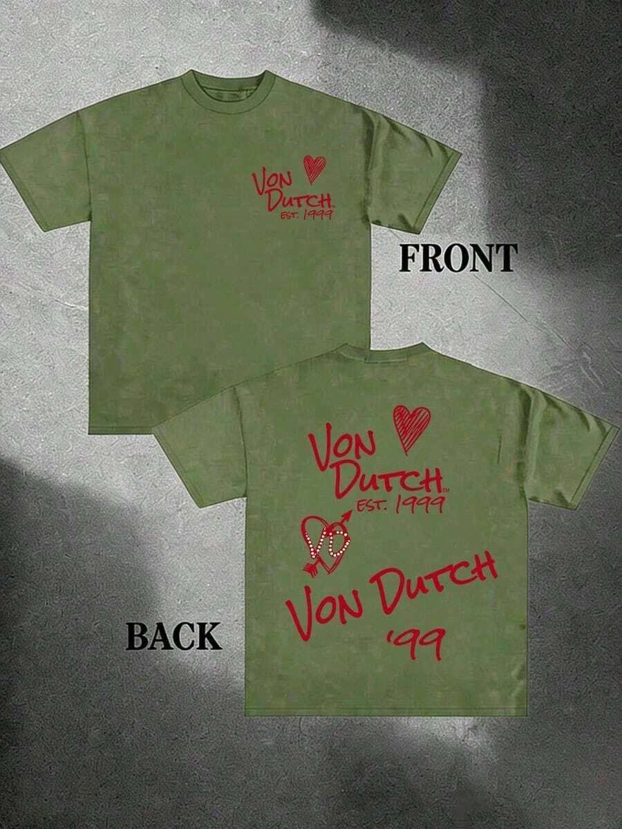 1pcs Women's Double-Sided Printing Von Dutchh Heart Logo With Key And Year 1999 Fabric Soft & Skin-Friendly Unisex Style Gifts For Spring Festival, Valentine's Day, St. Patrick's Day & World Cup-Van Dutch Dragon Print Women T Shirt Classic Americana Style Graphic Tee,Summer Fits,Vacation Fits Women,Summer Fits For Women,Spring Fits For Women,Summer Tops,St Pattys Day Fit,Easter Fit WomenLoose And Comfortable, Tops, Summer Tops, Summer Outfits For Womer, Summer , Summer Clothes, Shirts, Vacation Outfits Women, Tops For Women, Spring Outfits For Women, Blusas Bonitas De Mujer, , Top, Western Outfits For Womer, Cute Tops, White Tops, Going Out Tops Women, Shirts For Woman, Y2k, Crop Top, White Tor, Casual Streetwear, Summer Oversized Tee, Loose Fit T Shirt, Vintage Graphic Tee, Retro Street Style, Soft Cotton Top, Breathable Summer Tee, Drop Shoulder Tee,  Casual Top, Daily Wear T Shirt, Boyfriend Style Tee, Grunge Vintage Tee, Y2K Streetwear Top, Casual Loose Top, Oversized G - Green - View 1