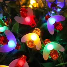 20/50pcs LED Solar Powered String Lights, 8 Modes (Warm White/Colorful), Suitable For Garden And Holiday Decoration, Adorable Little Bugs Bring Holiday Cheer! - Yellow - View 6