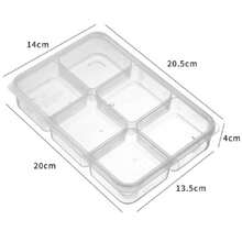 1个实用六格可重复使用食物备餐盒，耐用餐盒，多功能零食水果托盘及成人份量控制午餐盒，适合家庭、学校、办公室、旅行，是生日和新年的理想礼物 - 彩色 - 查看 13