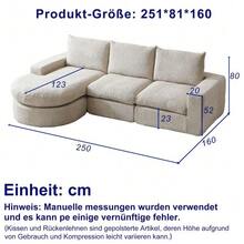 Chenille Sofa With Curved Elements And Chaise Longue, Fully Compressed And Without Frame, Modular Combination Sofa L-Shaped Chaise Longue, Foam Compression Sofa, No Assembly Required - Beige - View 2
