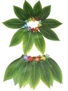 Bộ váy lá nhiệt đới Hawaii 4/5 món - Hoàn hảo cho các bữa tiệc hóa trang, tiệc theo chủ đề Hawaii dành cho người lớn, tiệc mùa hè, tiệc sinh nhật và Halloween. - Nhiều màu - Xem 5