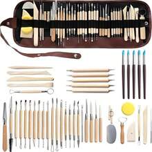 Bộ dụng cụ nặn đất sét gốm 45 món, thích hợp cho việc làm đồ thủ công DIY, tạo hình đất sét, chạm khắc đất sét, dụng cụ làm gốm thủ công. - Nhiều màu - Xem 1