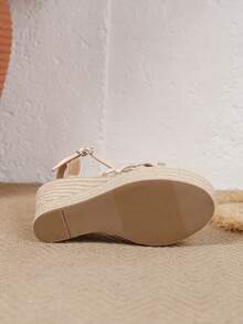 Women's Thick Sole Wedge Heel Casual Comfortable Slide Sandals,Summer Sandals - Apricot - View 3