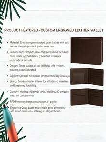 Personalized Custom Name Genuine Leather Wallet, Father's Day Custom Bifold Gift, For Dad, Husband, Boyfriend, His Anniversary Birthday Gift - Multicolor - View 7