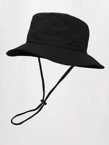 1pc Unisex Solid Color Drawstring Bucket Hat, Outdoor Travel Hiking Casual Lightweight Fashionable Sun Hat, Suitable For All Ages, Summer UV Protection - Multicolor - View 2