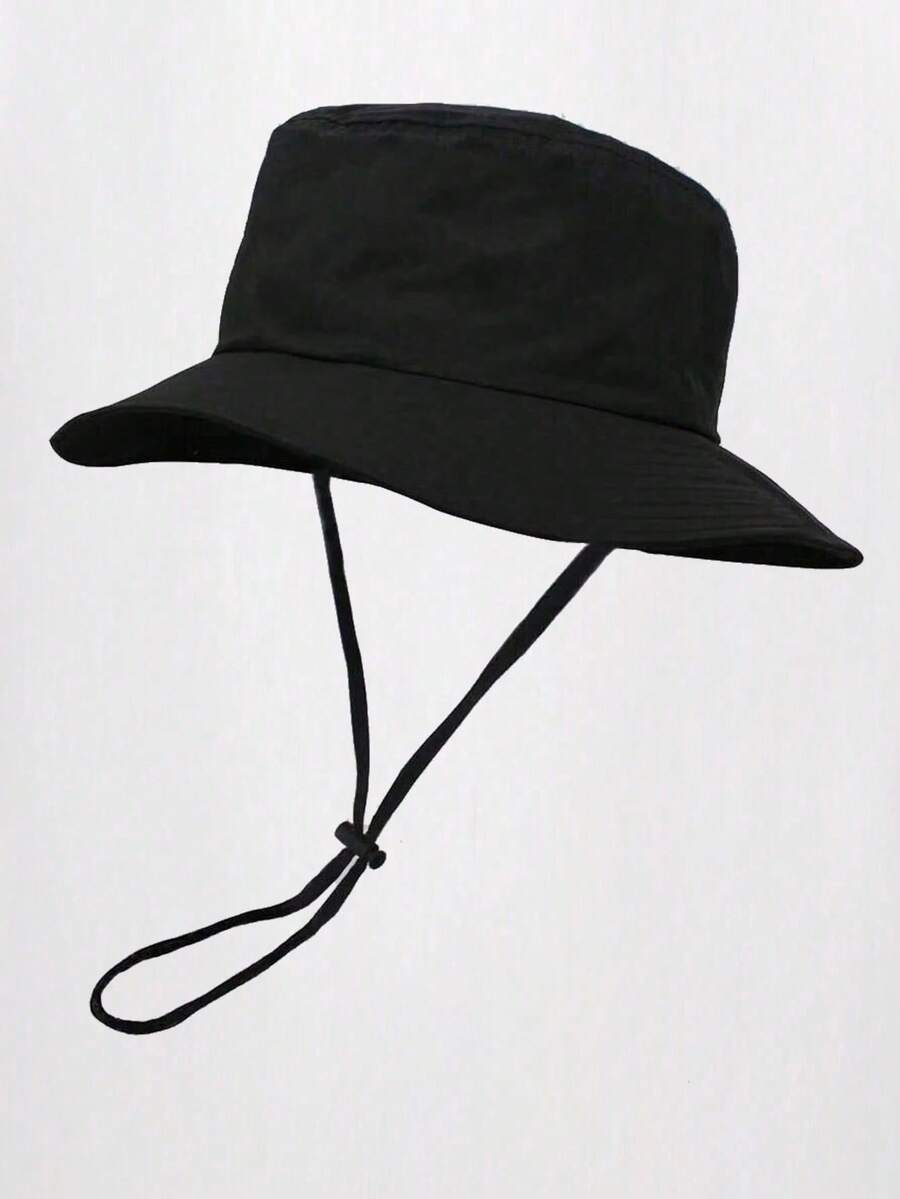 1pc Unisex Solid Color Drawstring Bucket Hat, Outdoor Travel Hiking Casual Lightweight Fashionable Sun Hat, Suitable For All Ages, Summer UV Protection