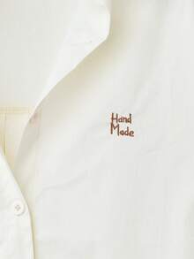 Women's Casual Embroidered Button Long Sleeve Shirt, Summer - Light Apricot Color - View 6
