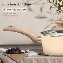 Induction Hob Pots And Pans Set Non Stick - 12Pcs Beige Granite Nonstick Cookware Set Adults World Book Day - 12Pcs-beige - View 5