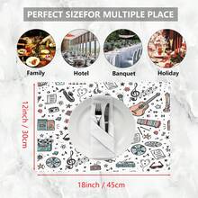 1件/4件/6件装卡通乐器印花亚麻餐垫，适用于餐桌，四季皆宜，现代可水洗餐垫，房间装饰，杯垫，厨房餐垫，室内外派对装饰，家居装饰，理想礼物 - 彩色 - 查看 10