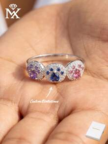 Customized Charming Ring Honoring Your Furry Companion! You Can Choose 1-5 Paw Prints, Each Embedded With A Birthstone Representing Your Beloved Dog(S). - Silver - View 2