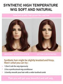 Wig Bobo Berlapis Belahan Tengah 10 Inci, Cocok untuk Pemakaian Sehari-hari di Musim Panas, Pesta, Cosplay, Festival Musik, Liburan, Hadiah Praktis untuk Anak Perempuan - Sorot Coklat - View 9