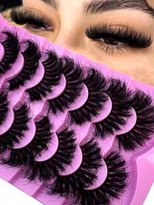 7 Pairs Extension Reusable Extended Makeup Lashes 9D Faux Mink False Eyelashes, Multi-Layered Curly & Fluffy, Soft & Voluminous Drama Messy Mink Lashes, Cat Eye Shape, Ultra Long & Dense, Handmade Suitable For Beginners, Comfortable & Versatile For Holidays & Parties Strip Lashes, Lashes, Eyelashes, Fake Lashes ﻿ - Black - View 8