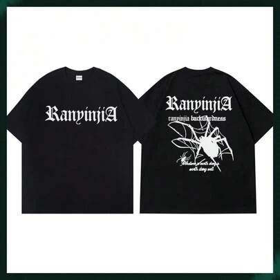 Y2K Korean Harajuku Men Clothing Streetwear Spider Graphic Acubi Egirl Short Sleeve T-Shirt Grunge Aesthetic Oversized Tops Goth