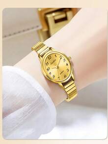 Đồng hồ nữ thời trang chạy bằng pin, dây đeo bằng thép không gỉ, thiết kế chống nước, mặt số nhỏ tinh tế, dây đeo có thể điều chỉnh. - Vàng - Xem 9
