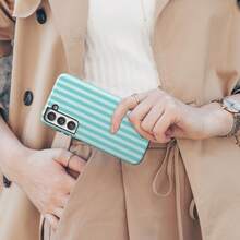 Light Blue Striped Phone Case Compatible With IPhone 17 Pro Max 16e 15 Pro 14 Plus 13 12 11 Pro Max - Mint Blue - View 4