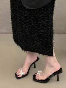 Niche Luxury Crystal Butterfly Decor Women Slide Sandals - Black - View 9
