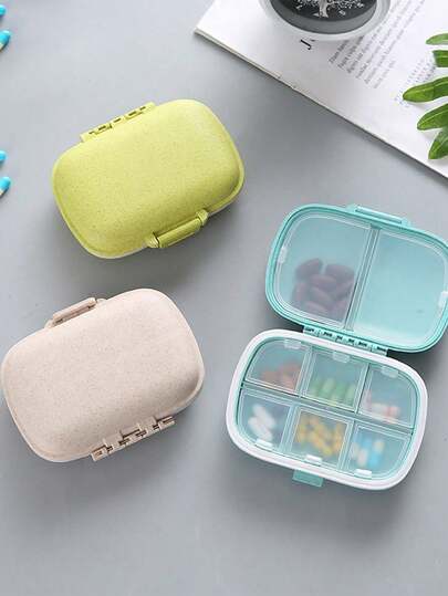 1 hộp đựng thuốc di động, hộp thuốc mini tiện dụng có nhiều ngăn, hộp đựng thuốc du lịch, hộp kín bằng silicon chống thấm nước và chống bụi, hộp đựng thuốc hàng tuần, hộp đựng vitamin và thực phẩm chức năng có thể tái sử dụng, unisex, thích hợp cho gia đình, du lịch, ngoài trời, văn phòng, trường học, 8 ngăn, phân chia theo giờ sáng/trưa/tối, có thể đựng vitamin thể hình, dầu cá, thực phẩm bổ sung canxi, kẹo, v.v.