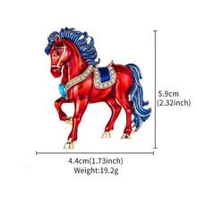 1pc Red Alloy Galloping Horse Brooch - Red - View 9