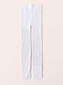 1pc Girls' Rhinestone Embellished Solid Color Tights, Suitable For All Seasons - Multicolor - View 17