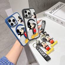 This Disney Mickey Mouse Pattern Lanyard Phone Case Features A Strong Magnetic Closure And Full Coverage Of Acrylic And TPU Material. It's Shockproof, Lightweight, And Suitable For IPhone17/16/11/13/15/15 Plus/15 Pro/15 Pro Max/12/14 Pro Max/11 Pro Max/12 Pro/12 Pro Max/13. It's A Popular Birthday Gift, Business Gift, Durable, Stain-Resistant, And Fingerprint-Resistant New Phone Case For Men And Women. It Also Includes A Mickey Mouse Phone Case And Mickey Mouse Doll Bracelet. Compatible With SamsungGalaxy S20, S21, S22, S23, And S24 Series. It's The Perfect Gift For Friends And Family. This Stylish Phone Case Is Fun, Lightweight, And Durable. IPhone17 Pro Max Phone Case, Minnie Phone Case. - Hồng - Xem 4