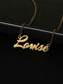Customized Personalized Jewelry Necklace, Stainless Steel Gold Color Selectable Font And Letter Pendant Necklace, Suitable For Men And Women, Unique Ideal Gift For Girlfriend, Mom, Family, Friends, Daughter, Anniversary, Valentine's Day, Mother's Day, Birthday, Graduation, Daily Wear, Wedding, Prom, Casual, Minimalist, Vintage, Gothic, Cute, Personalized - Multicolor - View 7