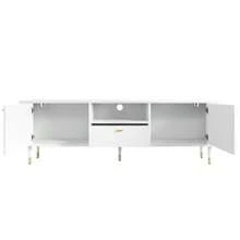 TV Unit With Open Compartments And Drawers, Textured Lacquered Surface, Soft-Close Hinges. - White - View 7