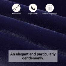 Men's Luxury Velvet 3-Piece Suit, Satin Lapel Blazer, Waistcoat & Dress Pants Set For Evening Gala Party - 寶藍色 - 查看 5