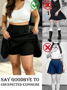 2In1HighWaist AntiExposure Tennis Golf Skort With Pockets Builtin Inner Shorts Wide Waistband Athletic Active Skirt For YogaFitness Summer Sports Wear - Black - View 2
