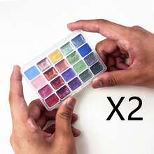 20 Colors Per Set, A Total Of 2 Sets Pearlescent Solid Watercolor Kit, Suitable For Chinese Painting, Thangka Art, Calligraphy And Coloring Works, Professional Art Supplies - Sets - View 11