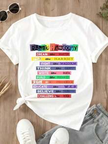 Women Casual Shirt White Month Inspirational Quotes  Harriet Malcom Garvey Maya Cj Frederick E B Thurgood Rosa Print Top Everyday Wear - 白色 - 查看 3