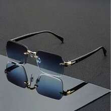 1PC Men's Fashion Decorative Glasses, Gold Plastic Mater - Multicolor - View 3