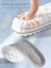 2 Pairs Of Soft & Comfortable Sports Insoles, Lightweight And Non-Fatiguing. Made Of PU Material With Good Elasticity, Suitable For Running And Other Sports. Unisex Design Fits Athletic Shoes, Casual Shoes And Flats. - White-gray - View 3
