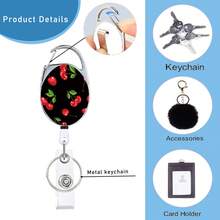 1pc Cute Pink Cherry ID Badge Clip, Single-Sided Oval Nurse Badge Reel Retractable, Sweet Versatile Badge Holder, Durable Name Tag Clip Keychain For Nurses, Men, Women, Staff, Medical, Teachers, Social Workers, Medical Assistants, Nurse's Day, Teacher's Day Gift - Sweet Style - View 6