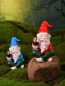 1pc Dwarf Drinking Statue - An Interesting Creative Design, Holding A Wine Glass, Suitable For Indoor And Outdoor Use. Great For Placement In Yards, Gardens, Living Rooms And Entryways. A Creative Gift Choice, Non-Food Contact. - Multiple Styles - View 5