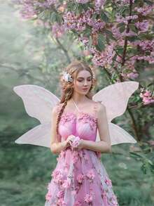 Asas de fada para mulheres/meninas adultas, asas de anjo borboleta brilhantes, adereço para fantasia de cosplay de Halloween, adequado para festa de aniversário, casamento, festival, adereços para fotos de festa temática. - Multicolorido - Ver 3