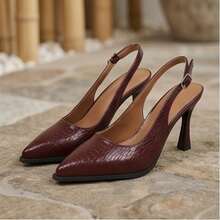 Women's High-Heeled Shoes, Pointed Toe, Kitten Heel, Solid Color, Open Back, Minimalist Style, Elegant And Unique, Suitable For Parties, Banquets, And Everyday Commuting. Local Warehouse. - Màu Đỏ Sâu - Xem 16