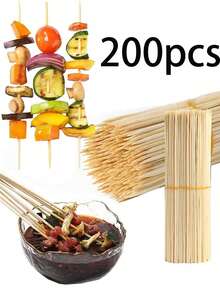 30/50/100pcs 30cm BBQ Bamboo Skewers, Disposable Sticks For BBQ, Hot Pot, Or Artificial Flower Crafting, Etc., Suitable For Home, Commercial, And Outdoor Use - Primary Color - View 15