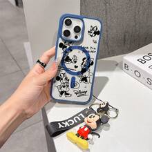 Este estuche para teléfono con patrón de Mickey Mouse de Disney cuenta con un cierre magnético resistente y una cobertura completa de material acrílico y TPU. Es a prueba de golpes, ligero y adecuado para iPhone17/16/11/13/15/15 Plus/15 Pro/15 Pro Max/12/14 Pro Max/11 Pro Max/12 Pro/12 Pro Max/13. Es un regalo de cumpleaños popular, un regalo de negocios, duradero, resistente a las manchas y a las huellas dactilares. Nuevo estuche para teléfono para hombres y mujeres. También incluye un estuche para teléfono de Mickey Mouse y una pulsera de muñeco de Mickey Mouse. Compatible con la serie Galaxy S20, S21, S22, S23 y S24. Es el regalo perfecto para amigos y familiares. Este elegante estuche para teléfono es divertido, ligero y duradero. Estuche para iPhone17 Pro Max, estuche para Minnie. - transparente - Ver 6