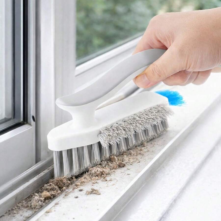 Bàn chải chà ron màu trắng tiện dụng - Bàn chải hai mặt lông cứng để làm sạch sâu phòng tắm, nhà bếp và các khe hở khó tiếp cận. - Nhiều màu - Xem 1