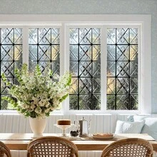 1/4pcs Fresh Green Frosted Window Sticker With Built In Landscape Pattern, Adhesive Free Privacy Film, Uv Protection, Suitable For Kitchens, Living Rooms, Offices, And Home Decor. - Frosted Film - View 10