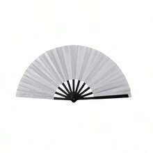 13 Inch Large Holographic Rave Hand Fan, Foldable Colorful Festival Fan, Suitable For Costume Accessories, Festivals, Clubs, Parties, Dancing, Unisex - Silver - View 13